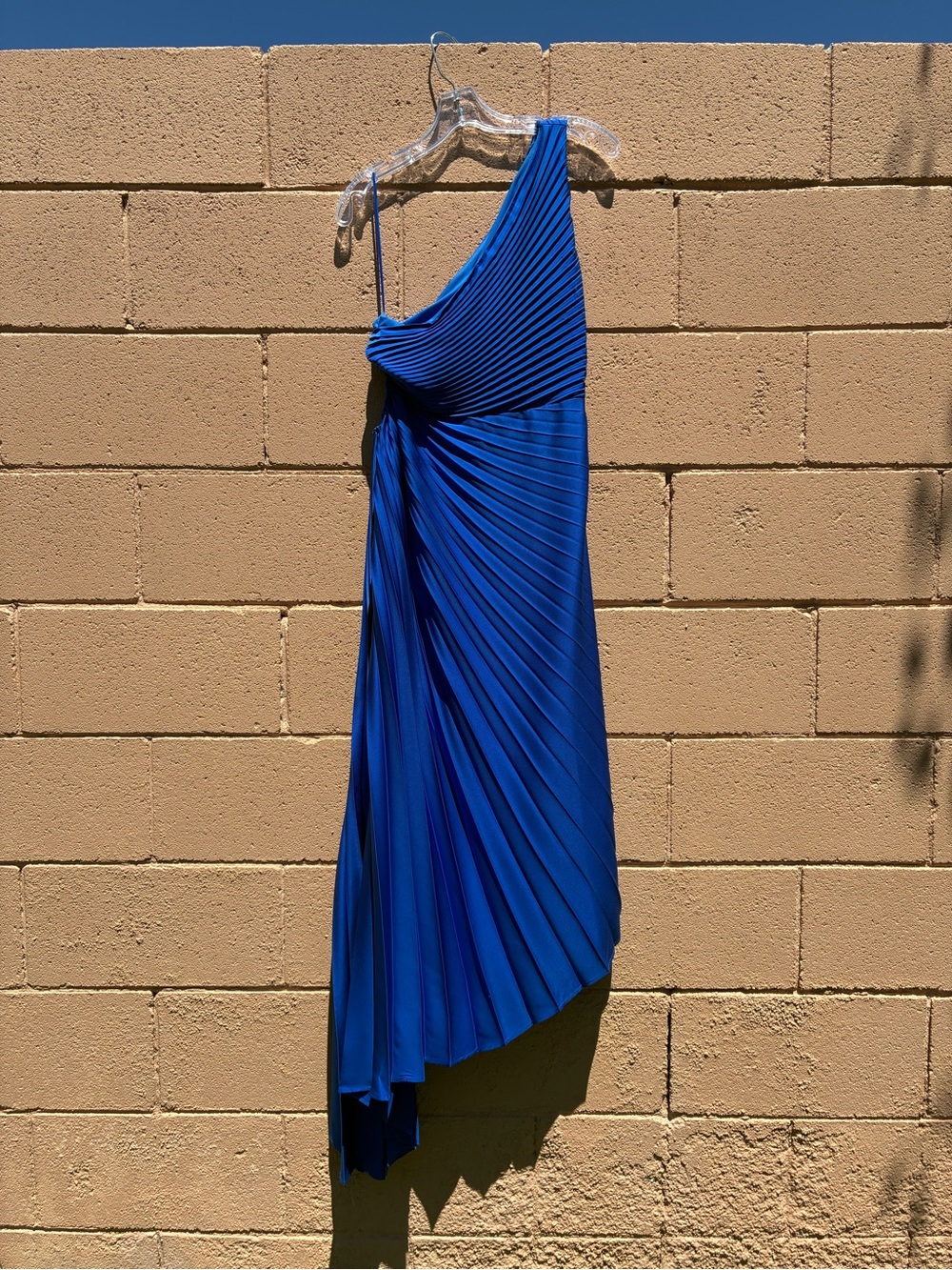 NWT Fashion Nova Athena One Shoulder Pleated Maxi Dress | Royal Blue | Medium